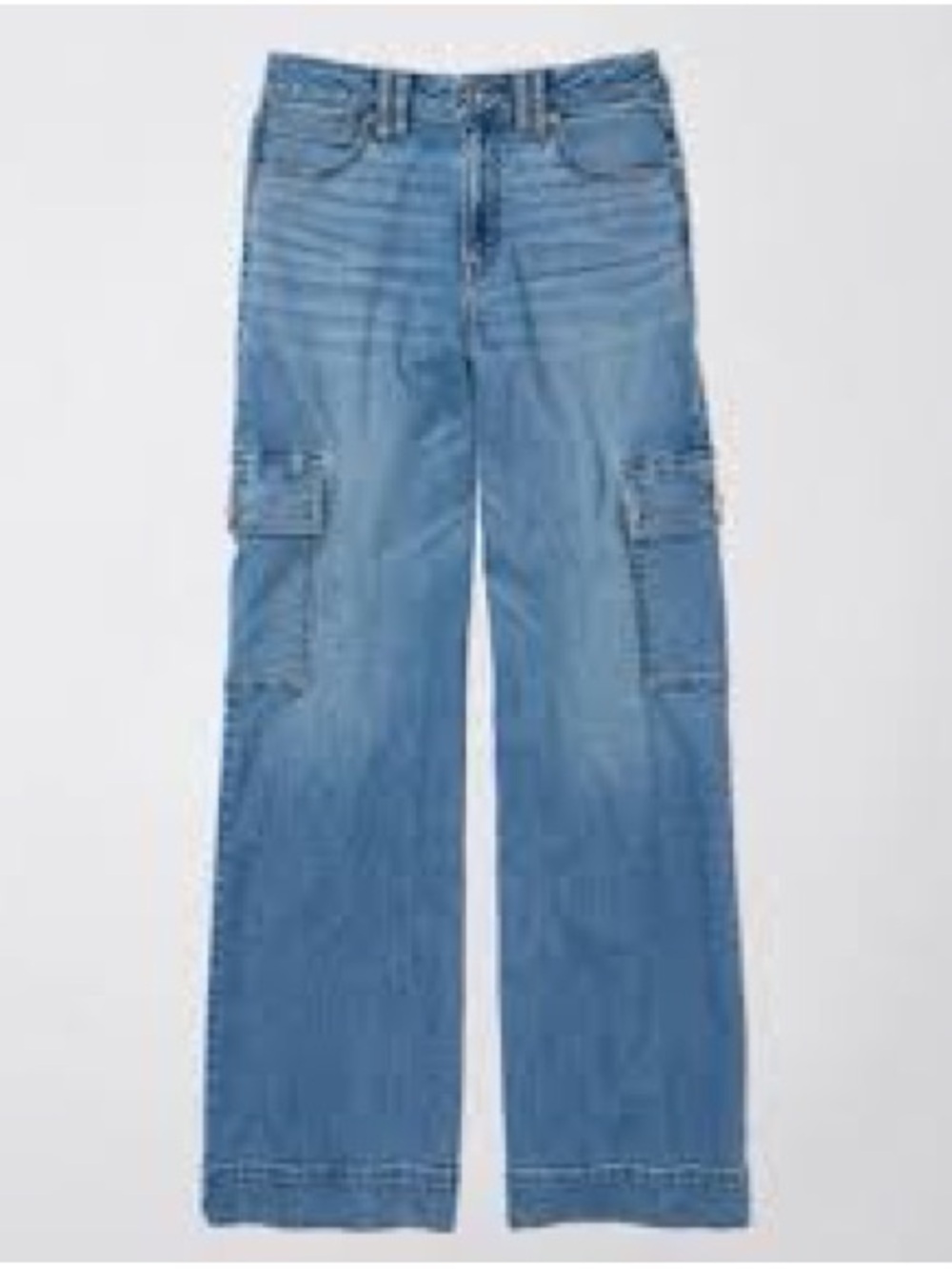 American Eagle Outfitters Super High Rise Baggy Wide Leg blue cargo jeans
